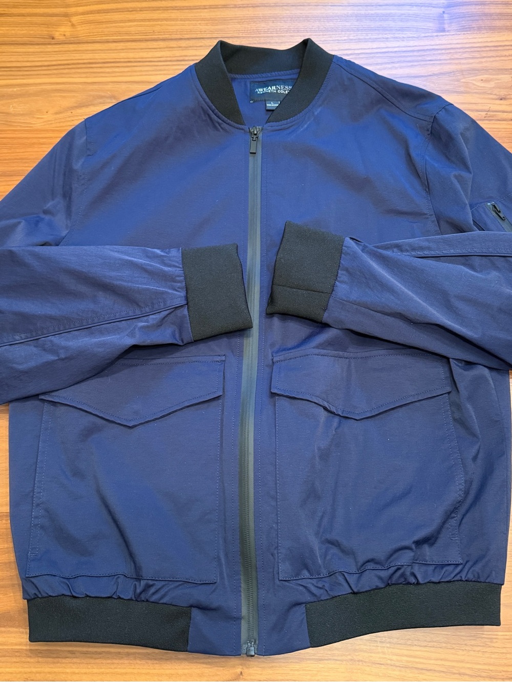 Awearness Kenneth Cole Navy Blue Bomber Jacket Men’s Large